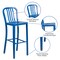 Merrick Lane Santorini 30 Inch Galvanized Steel Indoor/Outdoor Counter Bar Stool With Slatted Back And Powder Coated Finish